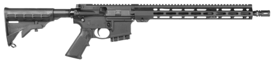 10-round 5.56 NATO AR-15 rifle, black.